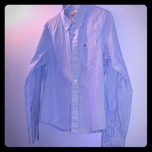 Baby Blue Striped Hollister button up
